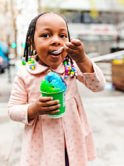 girl eating shaved ice