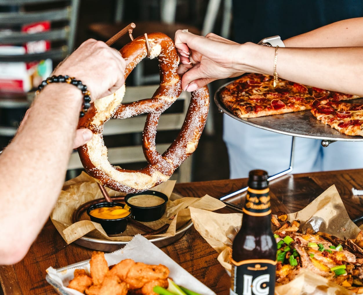 people eating at restaurant
